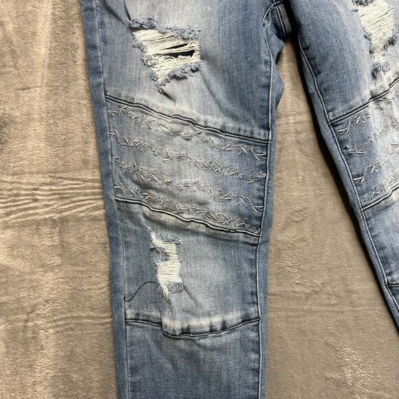 KanCan Los Angeles Distressed Skinny Jeans Womens Sz 9/28 Blue Denim Medium Wash - Picture 4 of 8